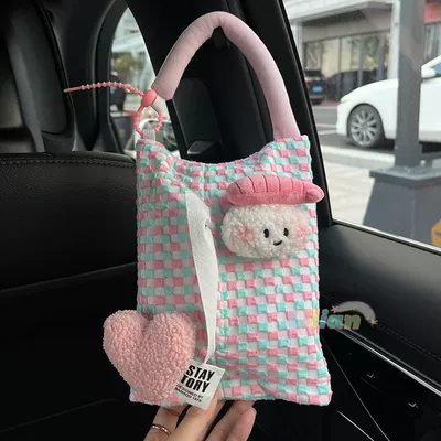 Car tissue box/set Car Seat Tissue Bag Hanging - no-specifications-sweet-shrimp-sushi-pink-heart-pink-blue-hanging-tissue-bag
