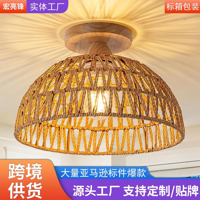 Led Bohemian Ceiling Light Pendant Light E26 Rattan Handmade Outdoor Corridor Bedroom Kitchen Light Luxury