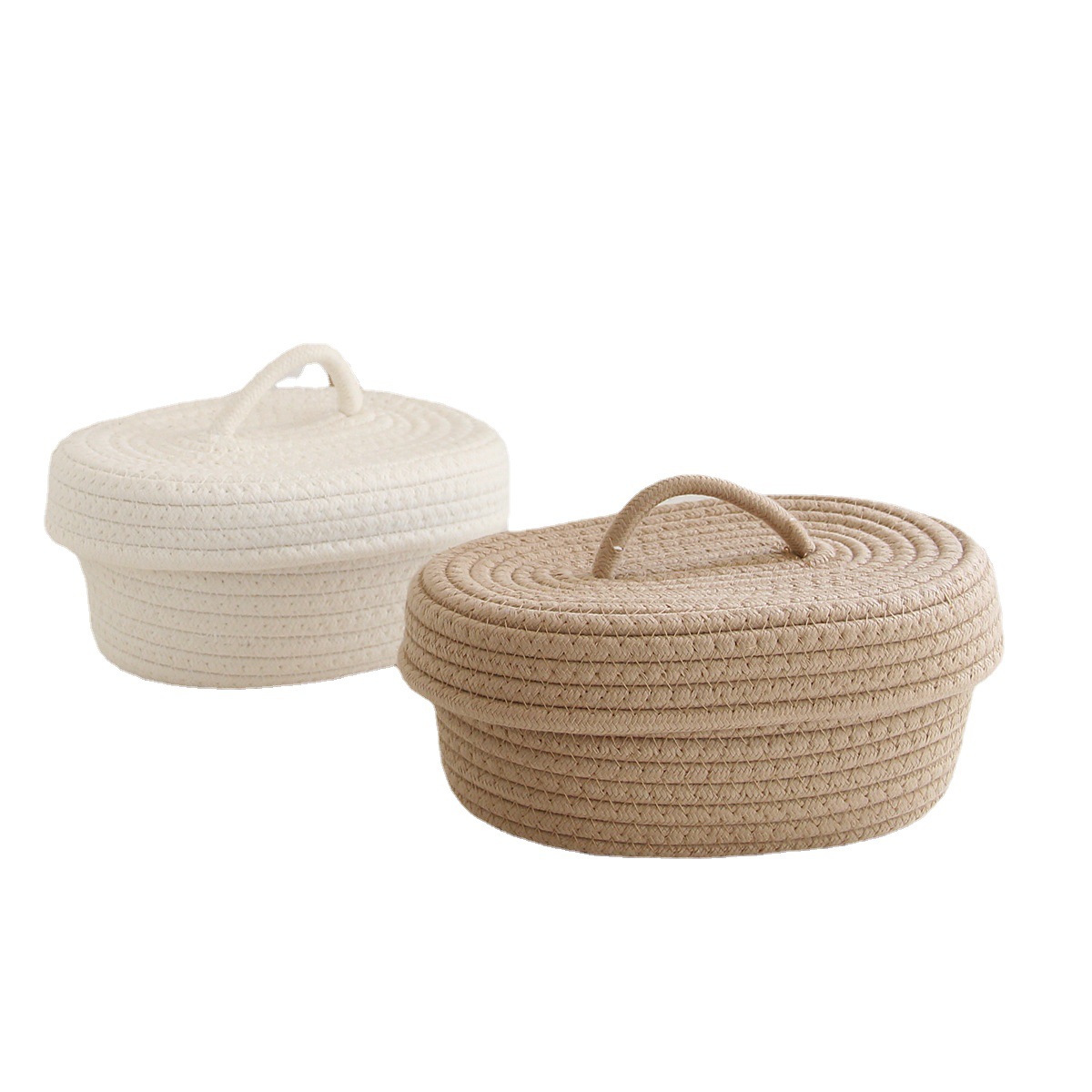 Caja de almacenamiento a prueba de polvo de escritorio simple hilo de algodón hecho a mano teléfono móvil cosméticos artículos diversos canasta de almacenamiento merienda aguja hilo de almacenamiento canasta