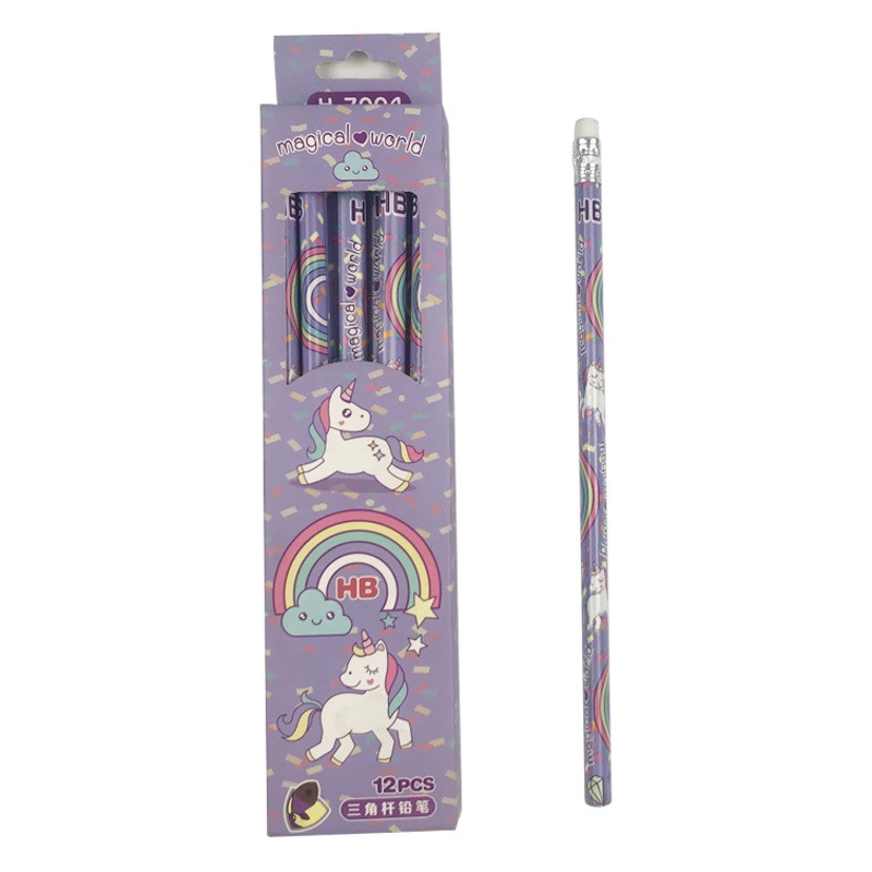 Mingyi nuevo creativo Arco Iris unicornio lápiz estudiante multiusos escritura pintura HB pluma de madera fábrica al por mayor