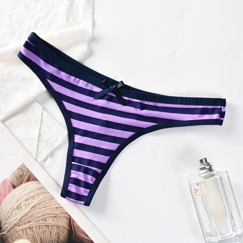 T‑стринги из хлопка, полосатые радужные, женские T‑pants, размеры S–XL (31–37 см)