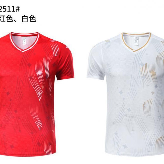 Bádminton deportivo de mangas cortas correr camiseta de secado rápido logotipo impresa a granel uniformes de equipo camiseta publicitaria