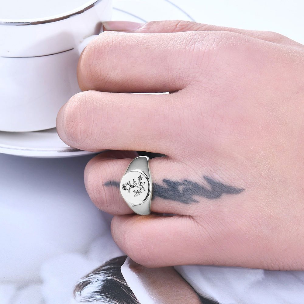 Vintage Style Geometric Rose Titanium Steel Plating Rings