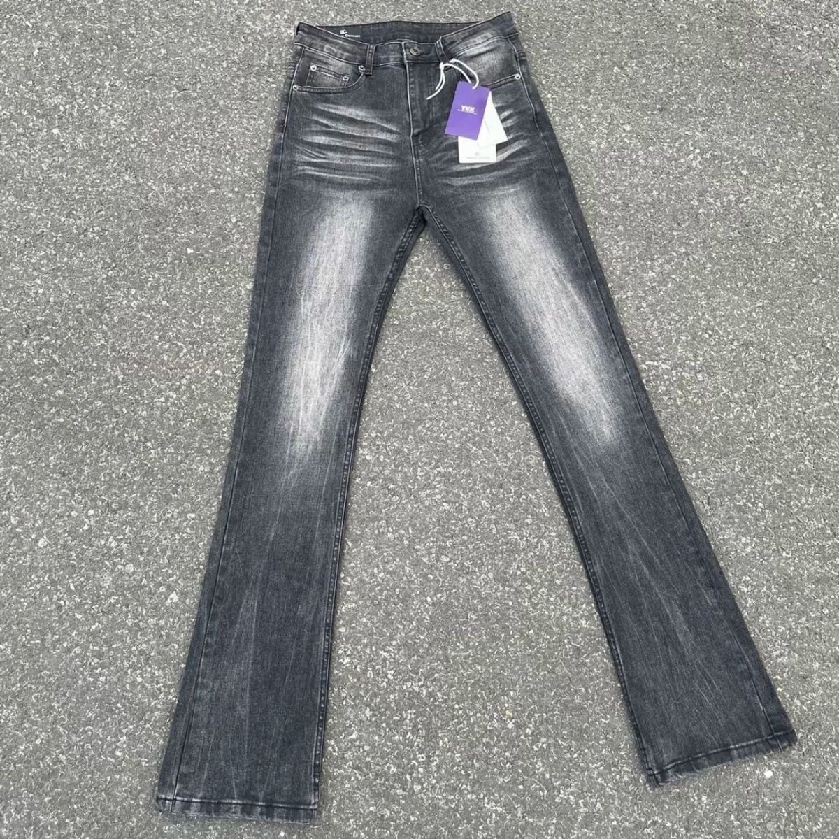 Women's American High Street 517 Cleanfit Jeans – Heavyweight Ice Blue Washed Stretch Flared Denim With Whiskering_mkmklike.com