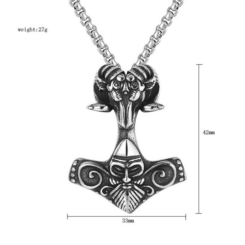 2025 New Hot Selling Western and Eastern Hip-Hop Retro Titanium Steel Necklace Stainless Steel Necklace Titanium Steel Ram Horn Totem Pendant