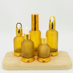 批發30ml茶色磨砂精油瓶50ml玻璃噴霧瓶20ml化妝品按壓乳液瓶空瓶