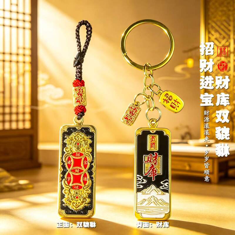 【Master's Recommendation】Putuo Handmade Treasure Double Pixiu Amulet for Attracting Wealth and Treasure, Portable Car Pendant Keychain