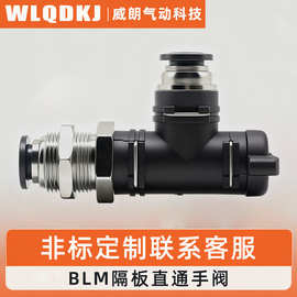 气动管道型快插接头BLM/BM-4/6/8/10/12直通隔板手阀手动开关阀