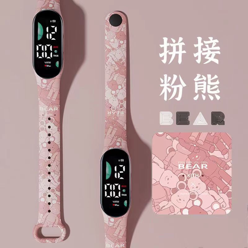 2024 explosión de chatarra oso de café M9 impresión pulsera relojes de pulsera niños estudiantes moda lindo reloj electrónico LED
