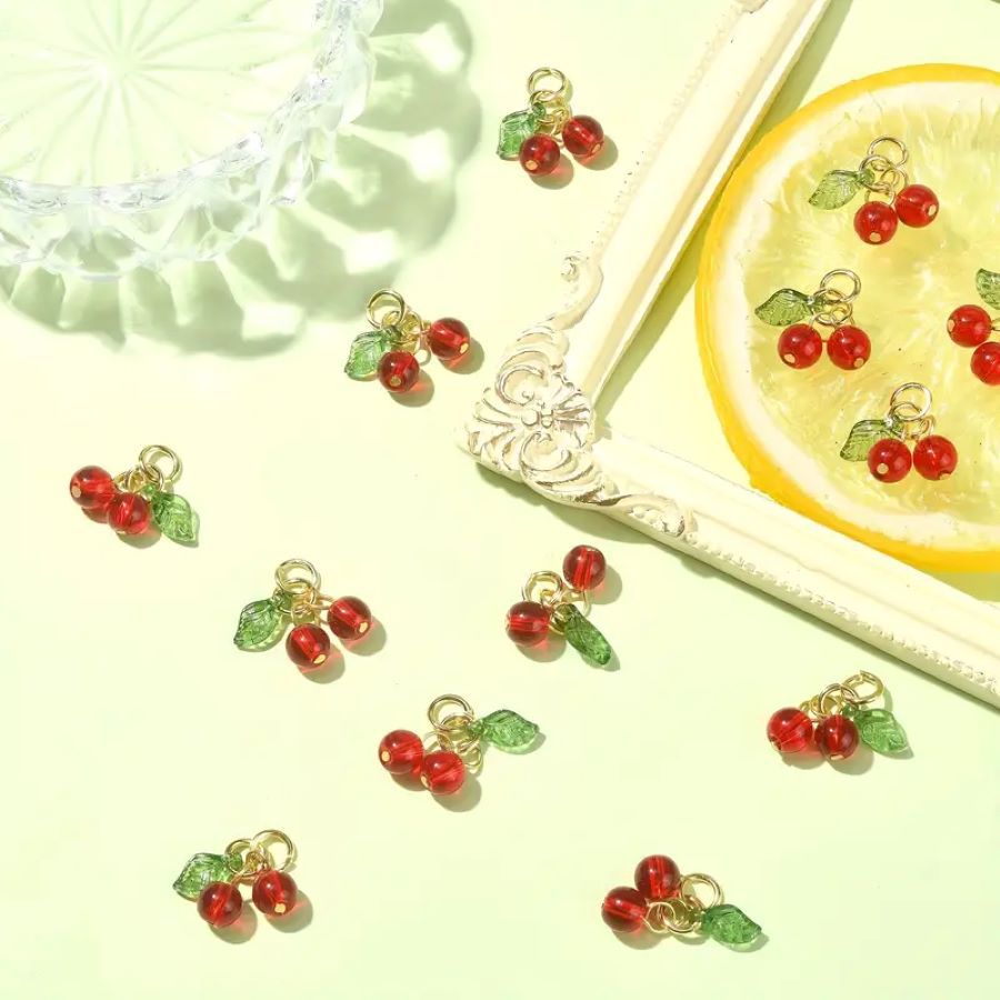 1 Piece 15*10mm Glass Cherry Pendant Vintage Jewelry Watch display picture 2