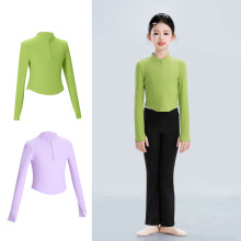 儿童舞蹈服秋季立领上衣女童跳舞练功服中国舞长袖芭蕾舞训练
