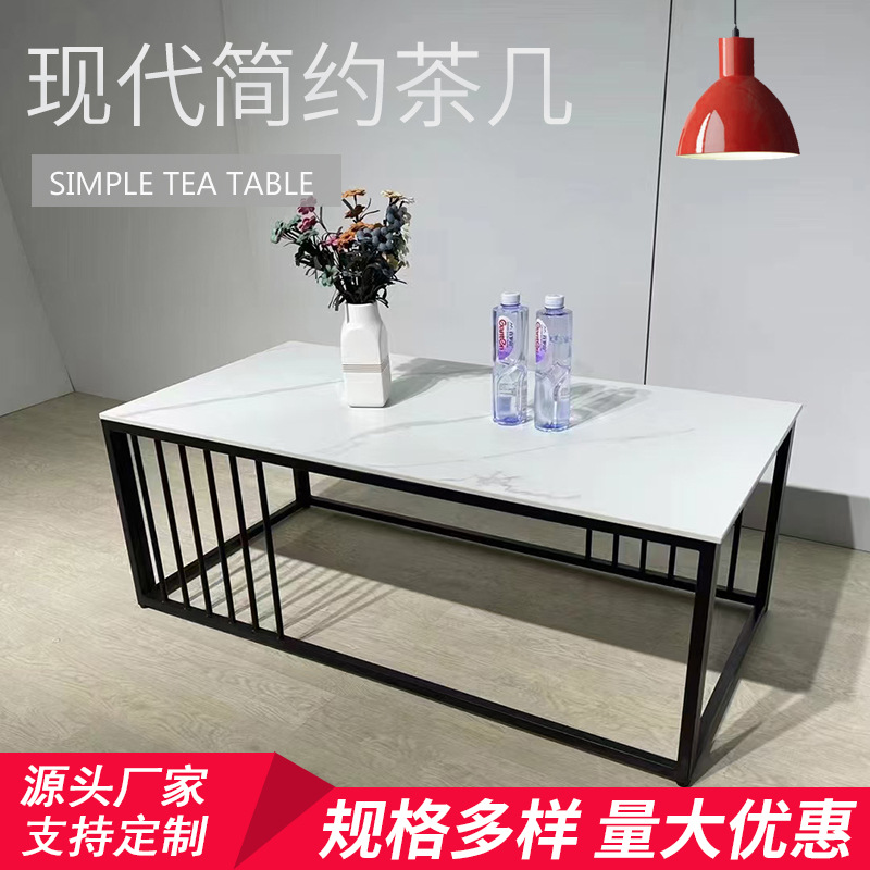 现代简约岩板几何茶几家用商用方形工作边几大小户型客厅沙发茶桌详情2