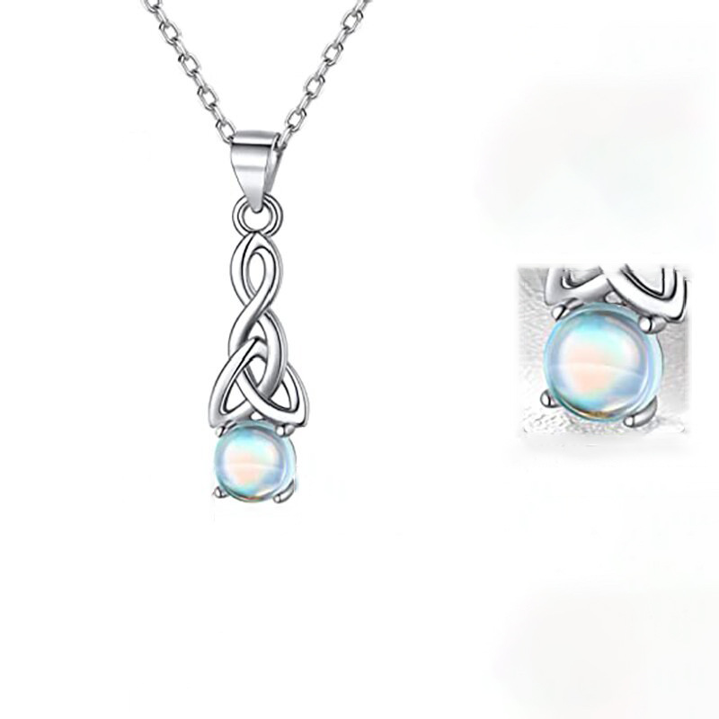 Moonlight Stone Necklace Set With Triangle Twisted Earrings_voghion.com