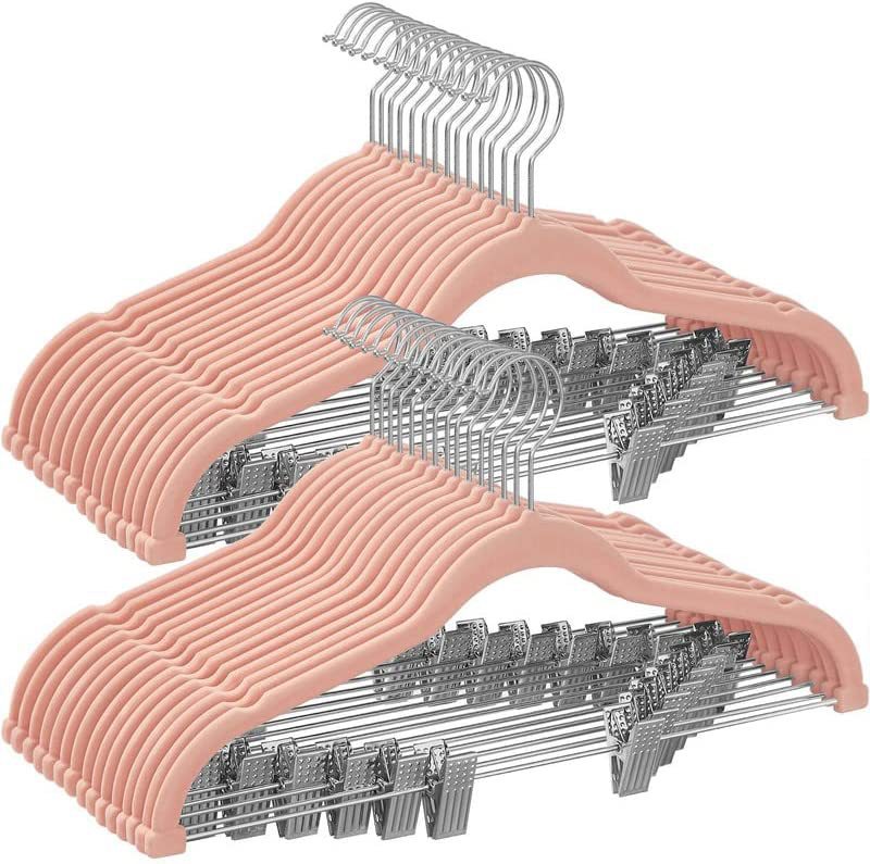 percha de ropa con clip de flocado percha de pantalones percha de ropa antideslizante para ahorrar espacio percha de ropa tienda de ropa trajes chaqueta de ropa