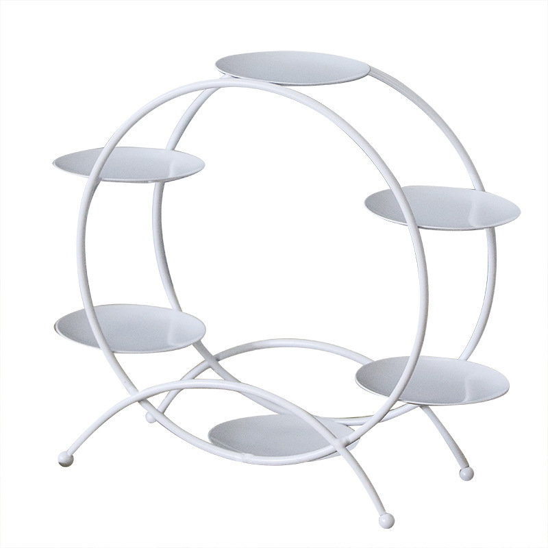 Decoración de hierro forjado blanco estante de exhibición bandeja de pastel estilo europeo estante de té de la tarde estante de refrigeración de comida fría estante de almacenamiento