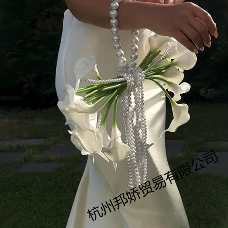 Calla Lily Bouquet, Waterfall Bouquet, Complete Set of Materials for Marriage Registration, Wedding Gift for Friends, Photo Studio Props