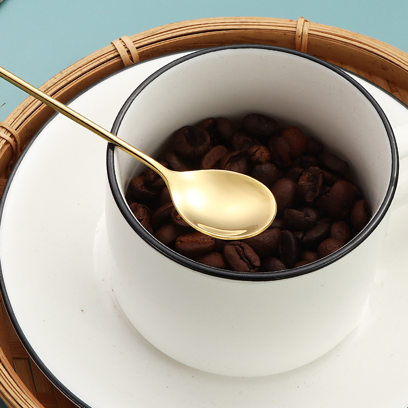 Cuchara de Navidad de acero inoxidable 304, mango de hilo, helado creativo, postre, vajilla de regalo dorado, juego de cuchara y tenedor