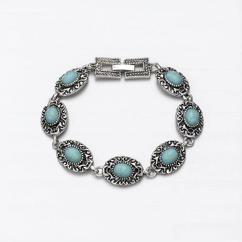 European retro natural sapphire ancient silver paint art carved set bracelet wish explosions (C1014) European retro natural sapphire ancient silver paint art carved set bracelet wish explosions (C1014)