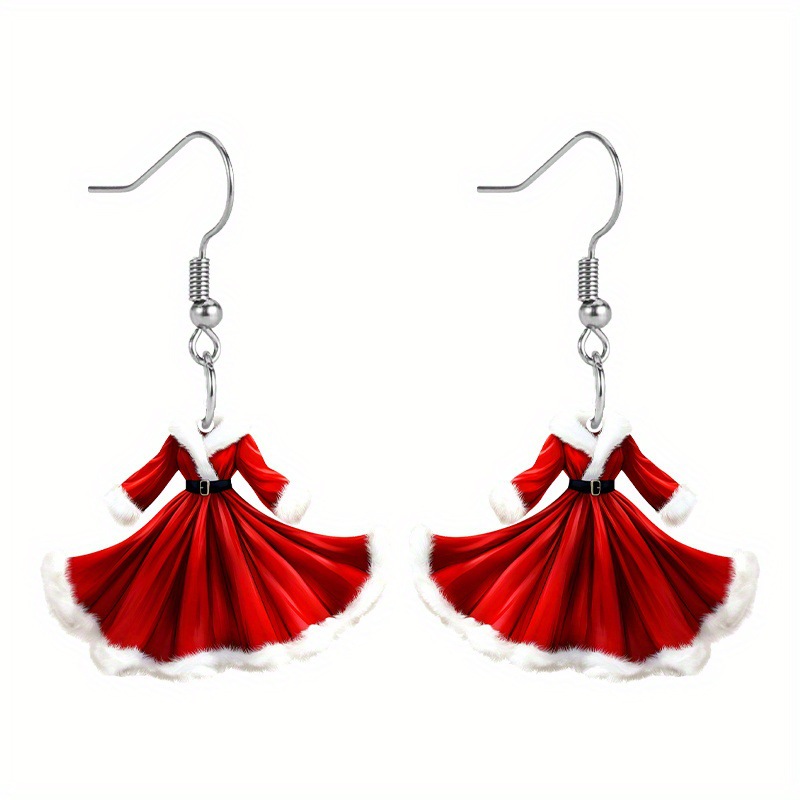 Printing Design 1 Pair Christmas Casual Dresses Printing Arylic Drop Earrings