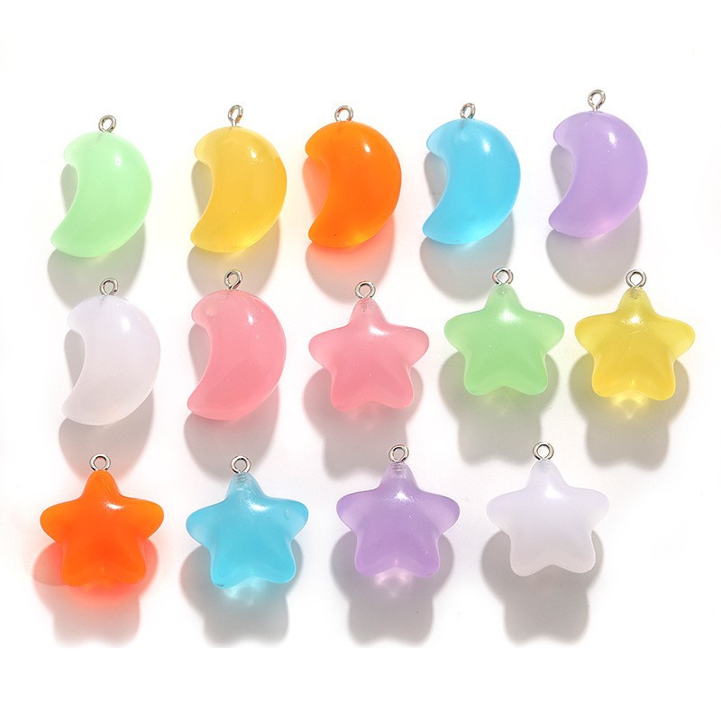 Cross-Border Hot-Selling DIY Resin Jewelry Accessories, Three-Dimensional Star and Moon Pendants, Handmade Bag and Clothing Pendants