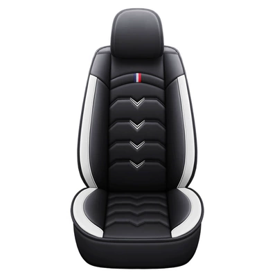 Leather Driver and Passenger Seat Covers, Seat cushion, seat cover - black-and-white-single-seat-standard-version