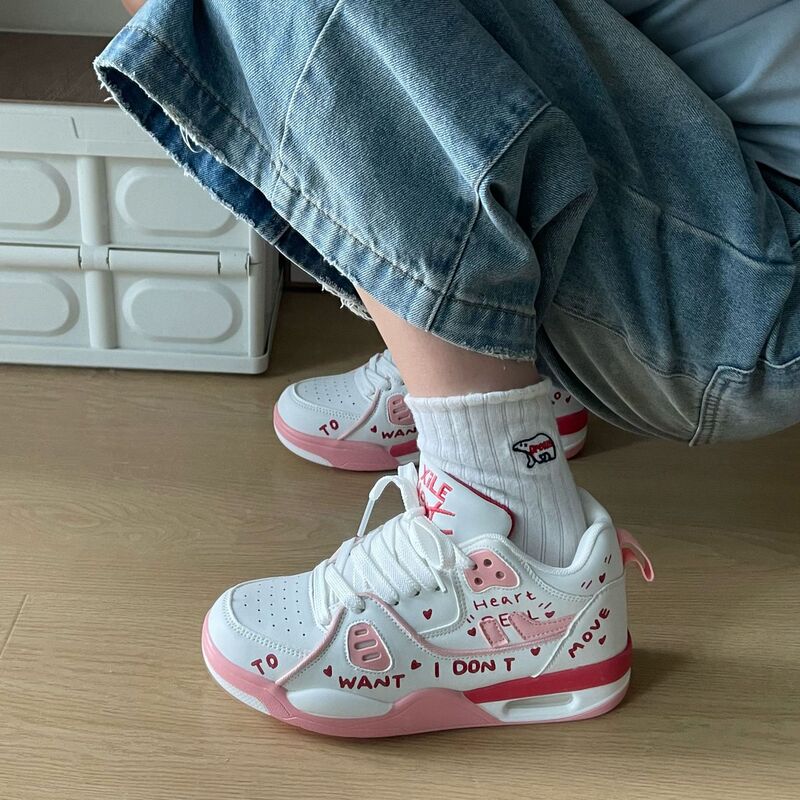 2025 new ins style graffiti air cushion basketball sneaker couple student jogging shoes for men and women