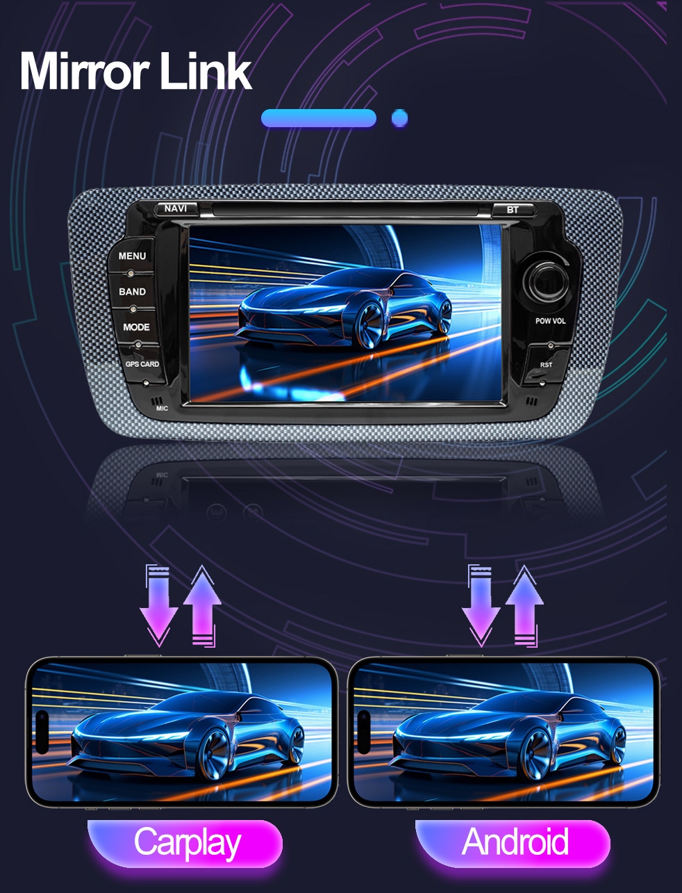 Suitable for 7inch Seat Ibiza 09-13 Android Mp5 Bluetooth Central Control Car Navigation Carplay