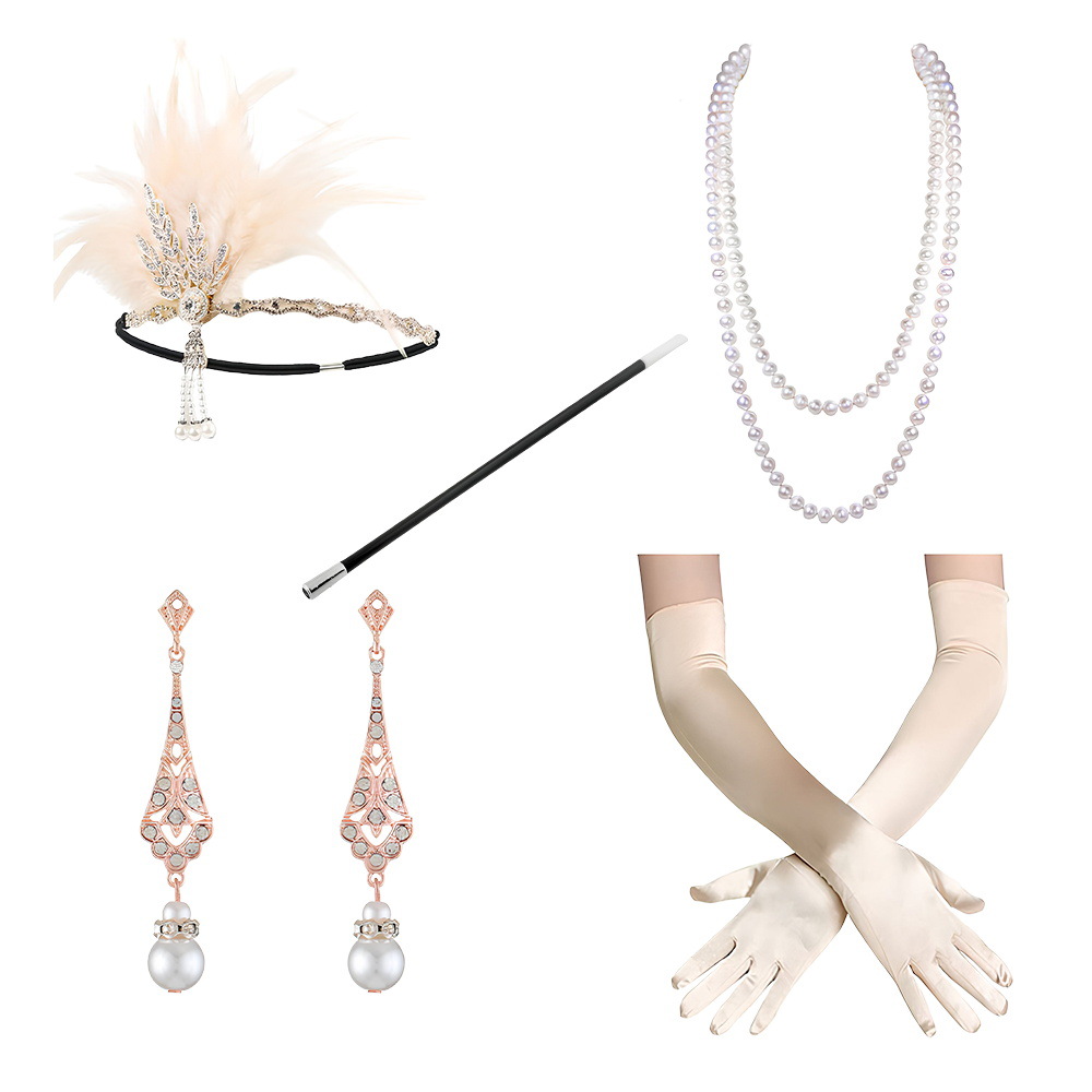 1920s flapper girl party traje de vestuario de cosplay europeo y americano sexy accesorios de lana negra