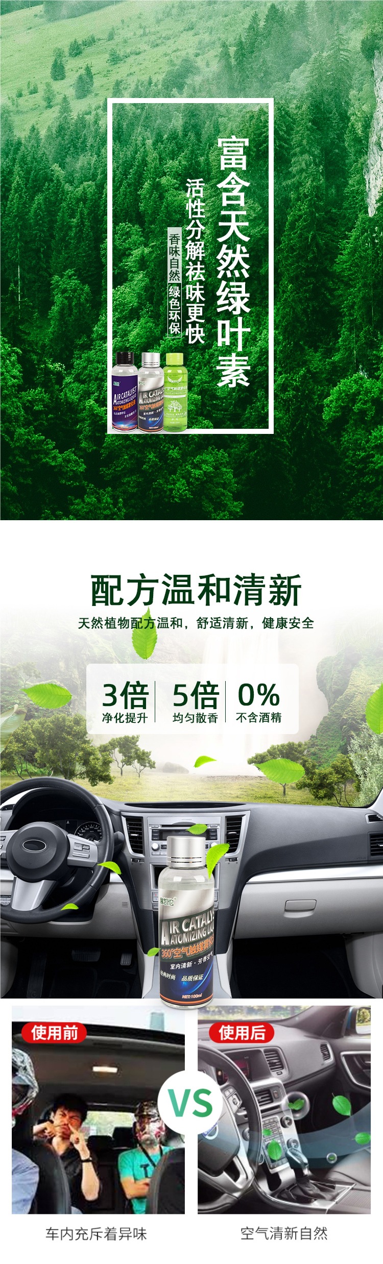 Car Atomized Disinfectant Nano Sterilization Formaldehyde Removal Odor Atomized Smoke Machine Photocatalyst Air Purifier