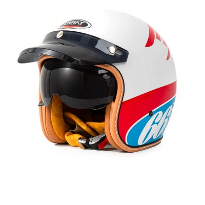 Hot-Selling Cross-Border Retro Three-Quarter Helmet Motorcycle Helmet for Cruising, All-Season Commuting, Electric Vehicles, Unisex (Motosiklet kaskı (dəbilqə)) - c500-white-racing-66-m-size-54-56cm