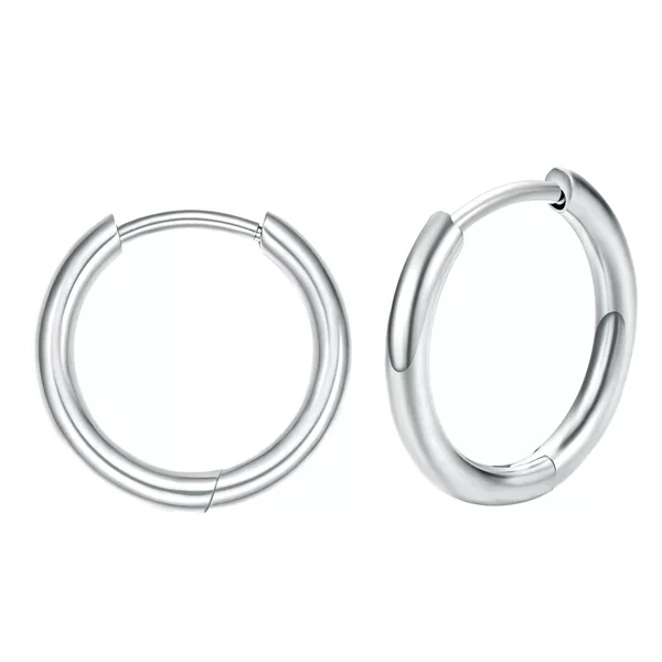 Round Wire Earrings Titanium Steel Ear Cuffs Simple Versatile Unisex Thick and Thin Coil Hoop Earrings Cross-Border Hot Sale