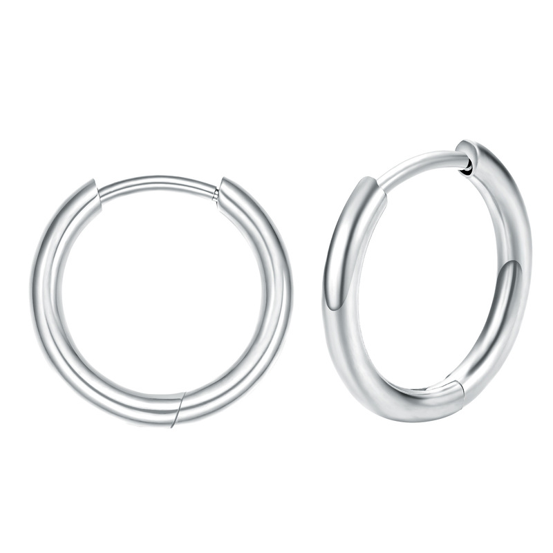 Round Wire Earrings Titanium Steel Ear Cuffs Simple Versatile Unisex Thick and Thin Coil Hoop Earrings Cross-Border Hot Sale Round Wire Earrings Titanium Steel Ear Cuffs Simple Versatile Unisex Thick and Thin Coil Hoop Earrings Cross-Border Hot Sale