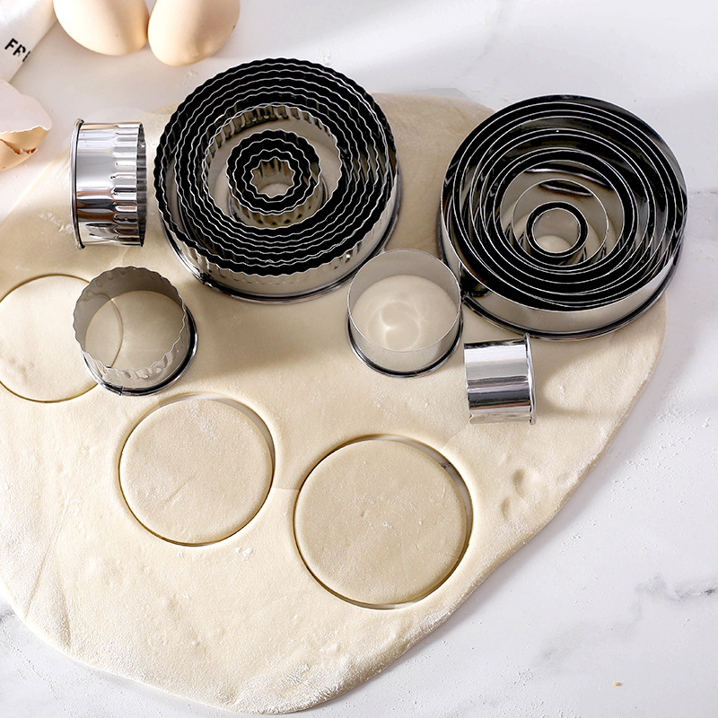 14-piece set curling stainless steel cake ring mousse ring dumpling mold cookie cutting cookie mold baking tools
