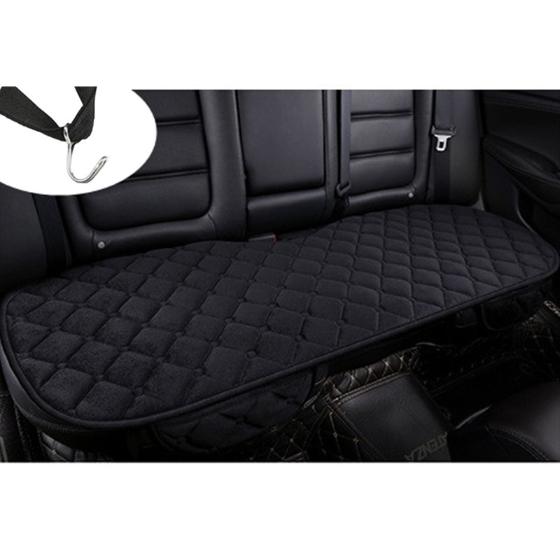 Winter Plush: Qìchē Seat cushion, seat cover - rhombus-plush-mysterious-black-rear-row-with-pocket-and-hook