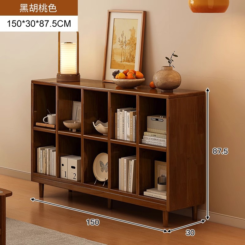 Estantería de madera maciza, cajones de piso a techo, armarios de sala de estar, armarios de rejilla combinados contra la pared, estantes de almacenamiento, estanterías cortas integradas