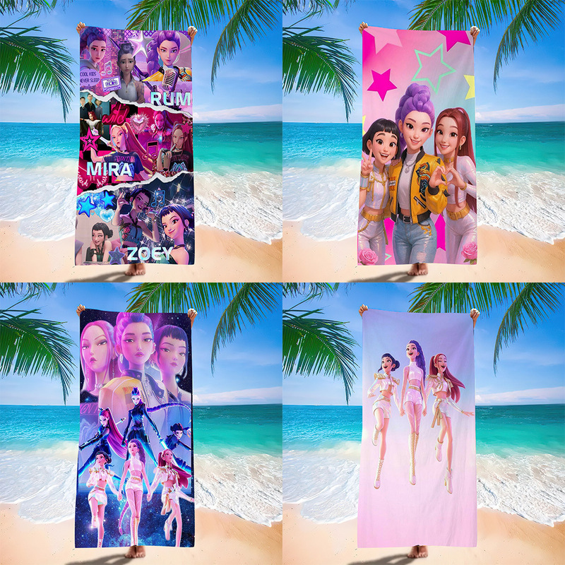 2025 Cross-Border Popular Hunting Witch Group Beach Towel Microfiber Bath Towel Double-Sided Velvet Quick-Drying Towel Kpop Export 2025 Cross-Border Popular Hunting Witch Group Beach Towel Microfiber Bath Towel Double-Sided Velvet Quick-Drying Towel Kpop Export