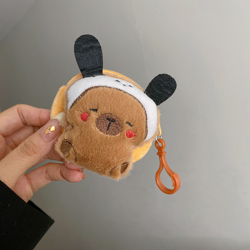 Nuevo lindo monedero de felpa Kapibala, bolso de capibara, colgante, auriculares, llavero de almacenamiento para hombres y mujeres, colgante