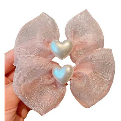 Girls' bangs clip, love-free hair clip, princess style new children's pink bow ponytail hair circle