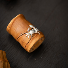 Luohan Bamboo root cover with pot cover, bamboo cover with teapot small cover, silver high-end tea table and tea pet ornaments