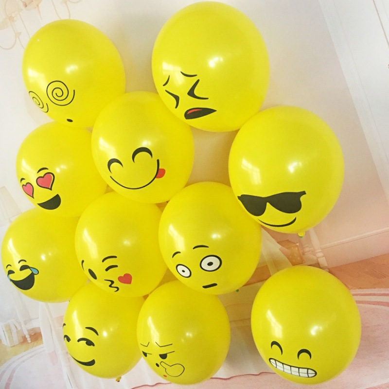 Globo de dibujos animados globo emoji globo amarillo del día del niño de 12 pulgadas globo de juguete puesto empujado globo grueso
