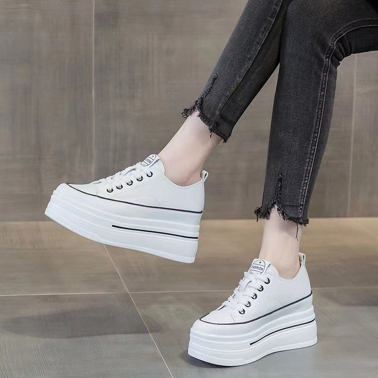 Foreign Trade Casual White Women's Shoes Comfortable Soft Surface Spring And Autumn High-End Thick Sole Height Increase_voghion.com