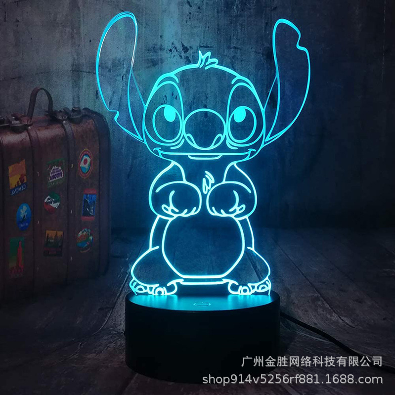Stitch suministro transfronterizo 3D luz de la noche serie de dibujos animados creativo regalo del Día de San Valentín Lámpara decorativa dormitorio lámpara de mesa