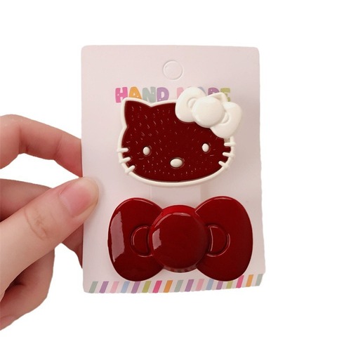 Encore red cute sweet cat hair clip bow girl headdress bangs side clip hair card hair accessories hair clip