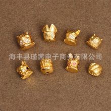 S925银古法金24k保色阿呆桶珠通孔隔珠配饰 diy手链项链饰品配件