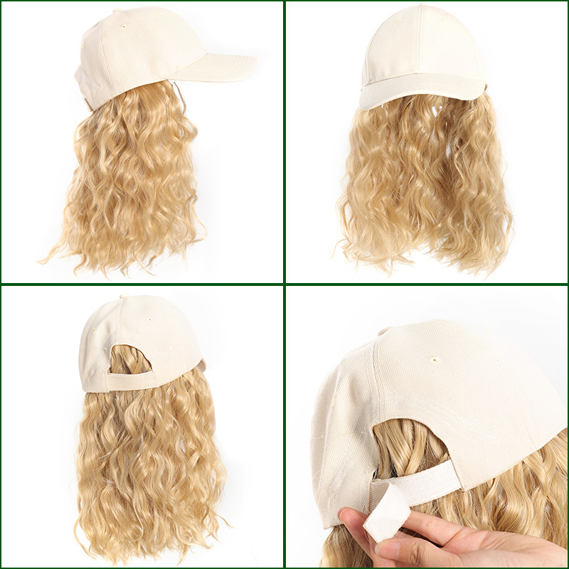 Transfronterizo sombrero de boca de pato peluca de agua ondulada fibra sintética rizada corta sombrero peluca 30cm190g