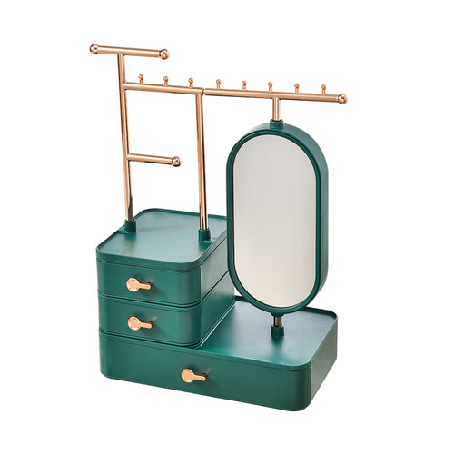 Cosmetic storage box, high-end exquisite mirror, multi-functional desktop lipstick dressing table, skin care product jewelry storage rack