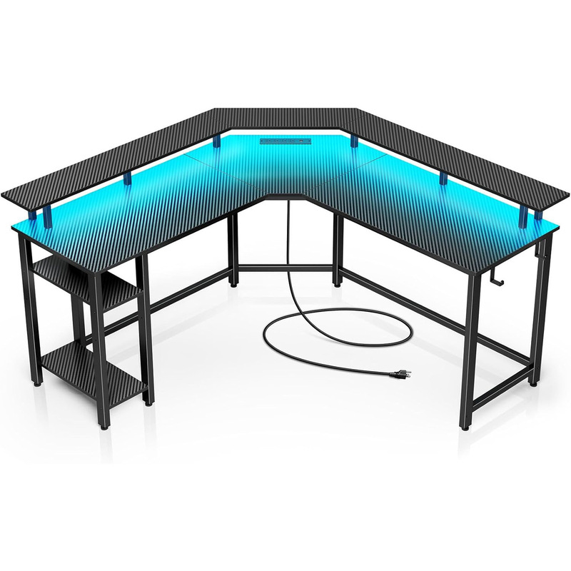 Cross-Border Customized Home Office Gaming Desk with Power Socket and USB Charging L-Shaped Combination Computer Desk Hot Model