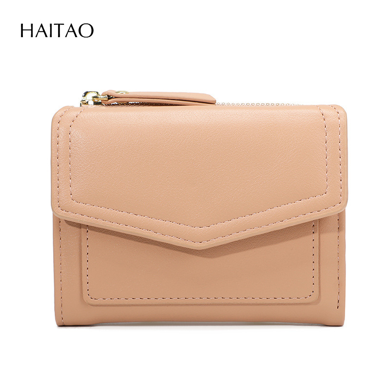 Cartera Corta para Mujer, Diseño Transfronterizo 2025, Color Sólido, Elegante y de Alta Gama, Fabricada en PU, con Cierre, Plegable, con Tarjetero, Pequeña