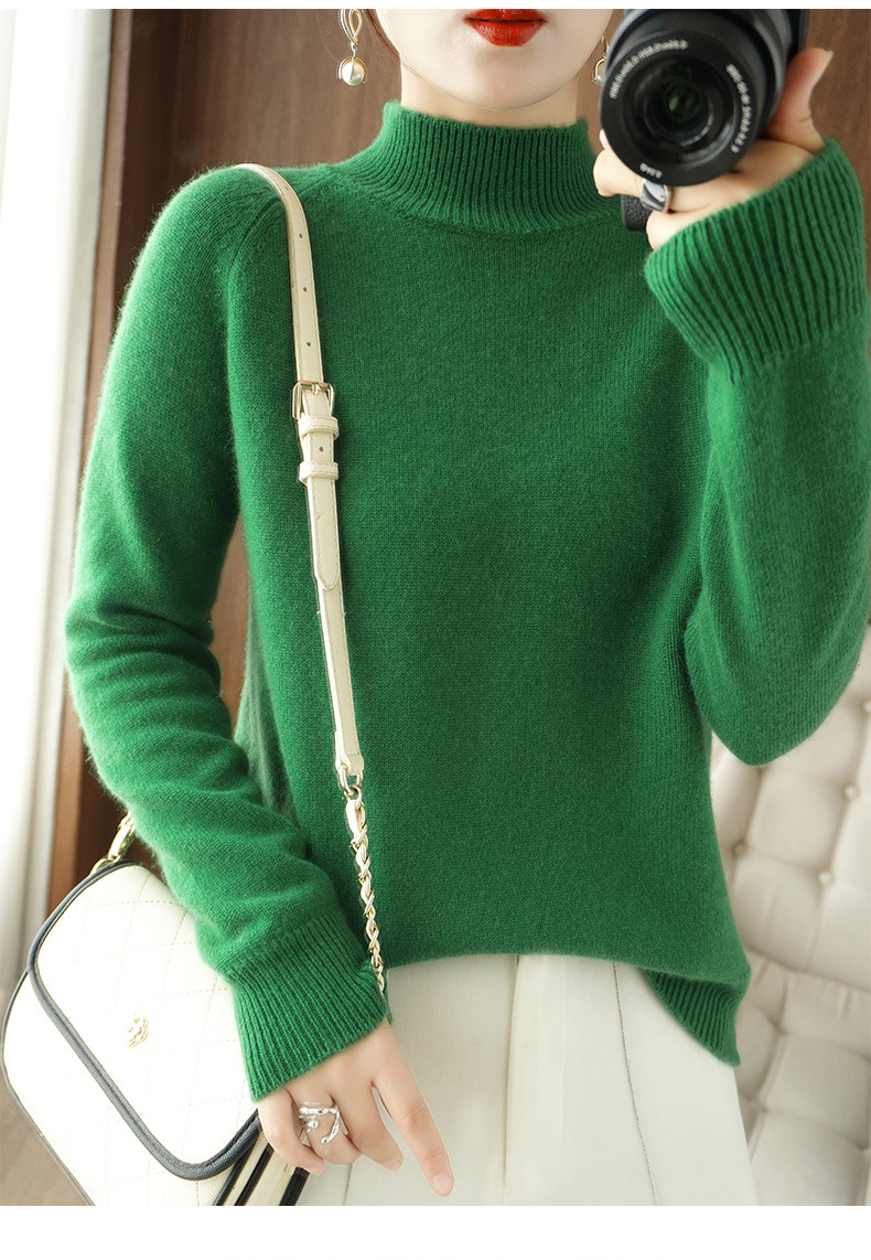 Wholesale of 2022 new semi-high neck pullover long-sleeved knitted sweater for women, a slimming Korean-style base layer pic 29