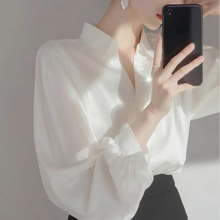 White Shirt for Women, Professional High-End Style, 2025 Spring New Model, Mature and Elegant Top, Fashionable Short-Sleeve Chiffon Blouse